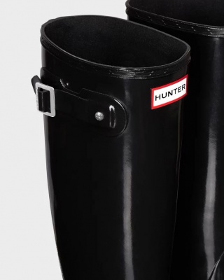 Hunter - Womens Original Tall Gloss Wellington Boots - Black